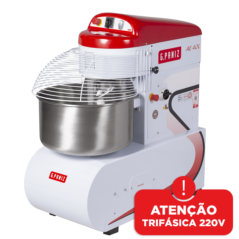 Amassadeira Espiral G-Paniz AE40L, 40 Kg, Trifásica, Epoxi 2 velocidades - 220V