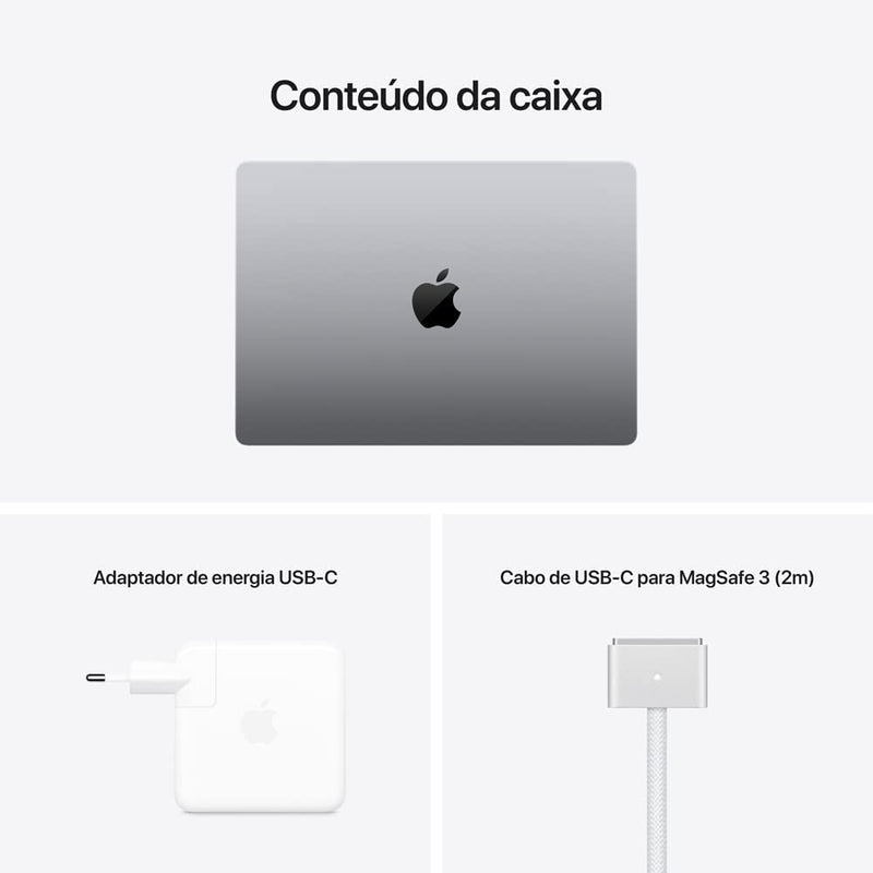 Apple MacBook Pro (de 14 polegadas, Processador M1 Pro da Apple com CPU 8‑core e GPU 14‑core, 16 GB RAM, 512 GB SSD) - Cinzento sideral - Gaamerr maniia 