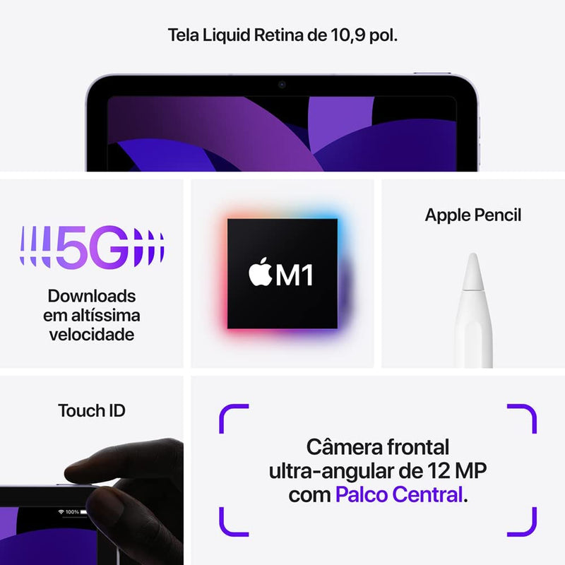 2022 Apple iPad Air (5ª geração, Wi-Fi, de 64 GB) - azul - Gaamerr maniia 