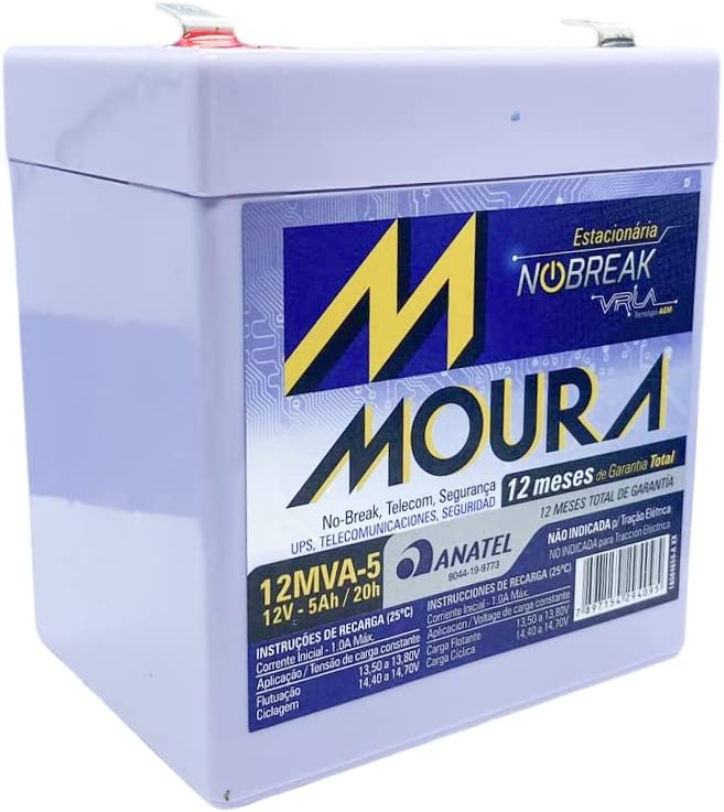 Bateria Moura Selada Vrla AGM 12V 5Ah Estacionaria 12Mva-5