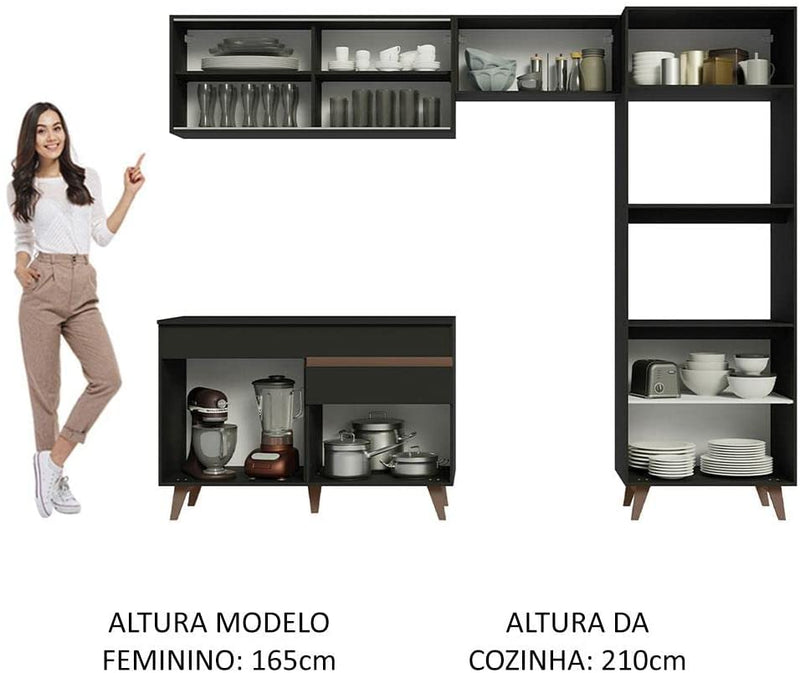 Cozinha Completa Madesa Reims Xc260001 com Armário, Balcão e Tampo - Preto - Gaamerr maniia 
