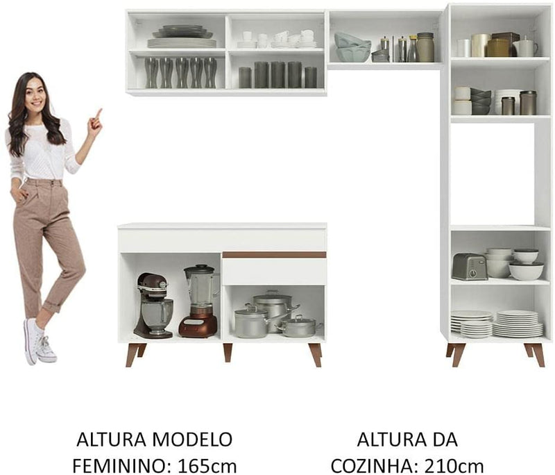 Cozinha Completa Madesa Reims Xa250003 com Armário e Balcão - Branco - Gaamerr maniia 