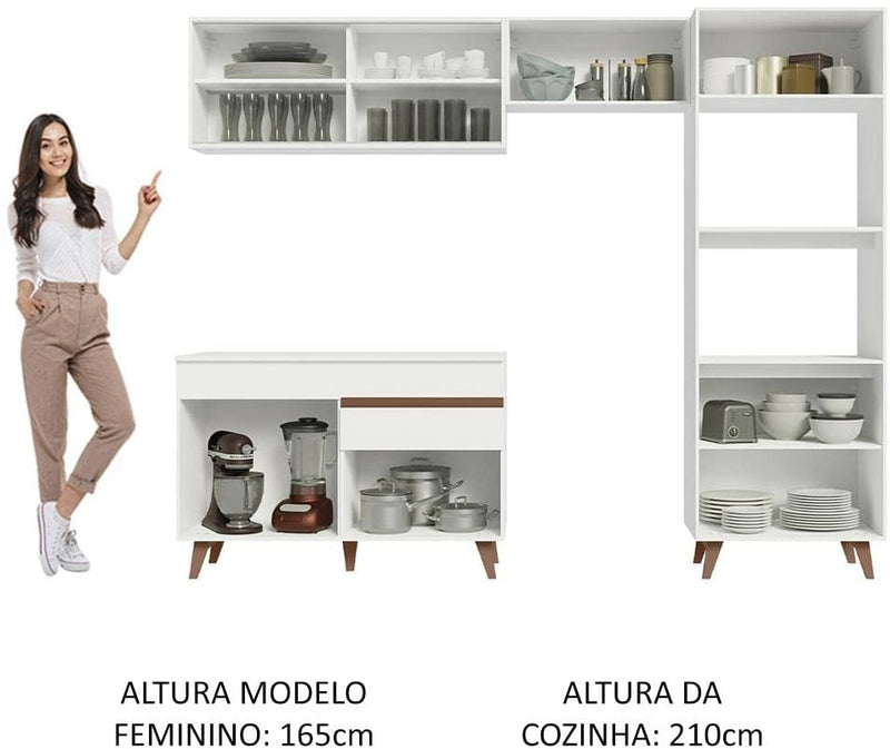 Cozinha Completa Madesa Reims Xc260001 com Armário, Balcão e Tampo - Branco - Gaamerr maniia 