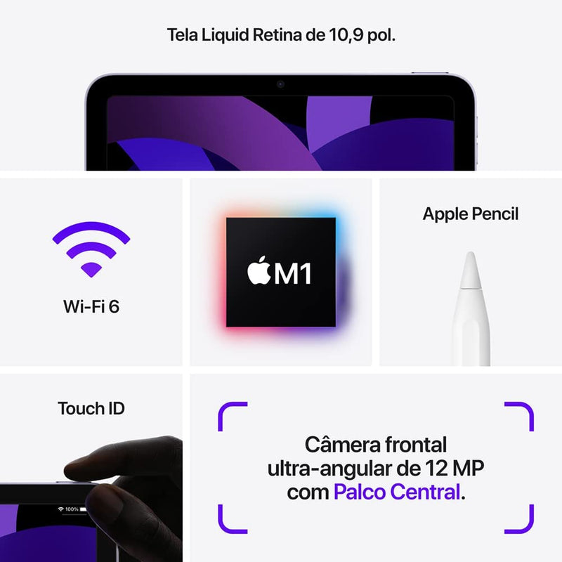 2022 Apple iPad Air (5ª geração, Wi-Fi, de 64 GB) - azul - Gaamerr maniia 