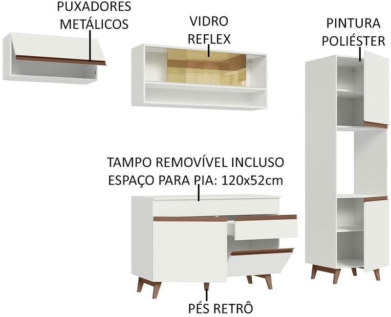 Cozinha Completa Madesa Reims 250004 com Armário e Balcão - Branco - Gaamerr maniia 