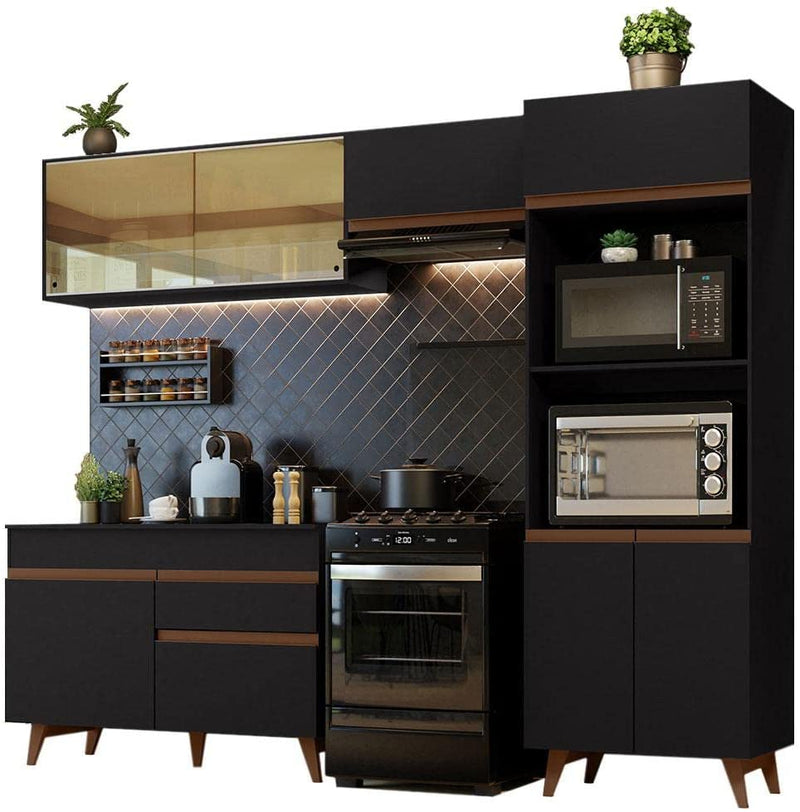 Cozinha Completa Madesa Reims Xc260001 com Armário, Balcão e Tampo - Preto - Gaamerr maniia 