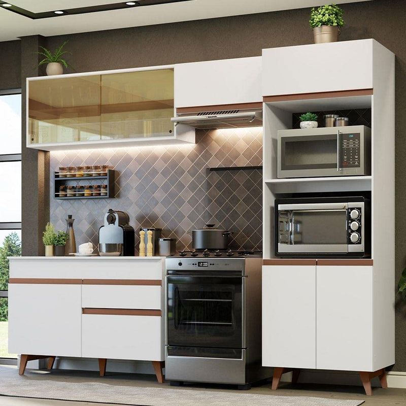 Cozinha Completa Madesa Reims Xc260001 com Armário, Balcão e Tampo - Branco - Gaamerr maniia 
