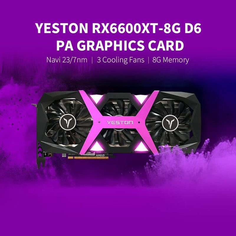 Placa de vídeo,Placa gráfica para jogos RX6600XT-8G D6 PA com memória 8G / 128bit / GDDR6 3 ventiladores de tamanho grande Placa traseira de metal luz respiratória - Gaamerr maniia 
