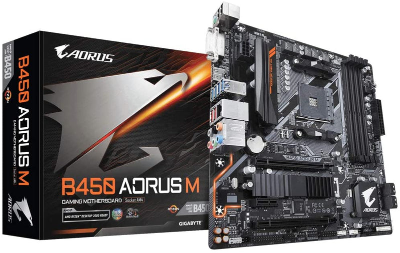 Placa-mãe Gigabyte Aorus B450 Aorus M, AMD AM4, mATX, DDR4 - Gaamerr maniia 
