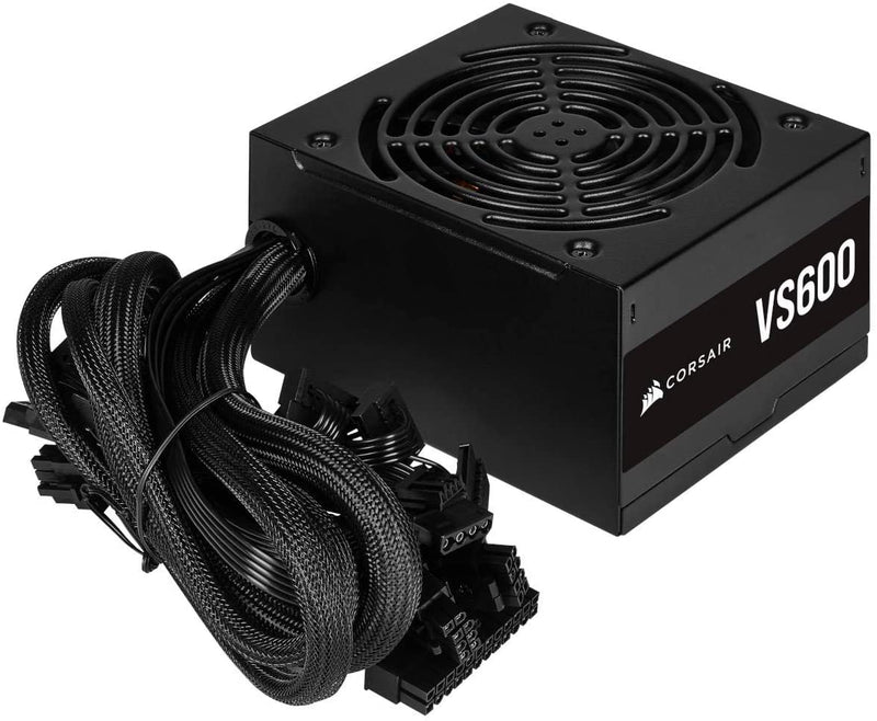 Corsair FONTE ATX 600W - VS600-80 PLUS WHITE - COM CABO DE FORCA - CP-9020224-BR, PRETO - Gaamerr maniia 