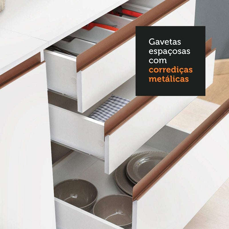 Cozinha Completa Madesa Reims Xa250003 com Armário e Balcão - Branco - Gaamerr maniia 