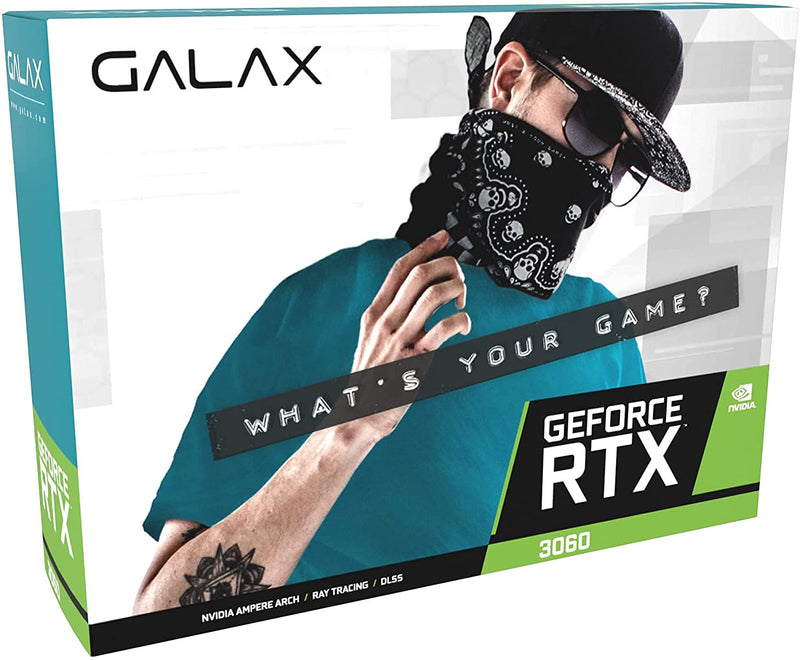 Placa de Vídeo GALAX - GeForce RTX 3060, 1-Click OC, LHR, 12GB GDDR6, DLSS, Ray Tracing - Gaamerr maniia 