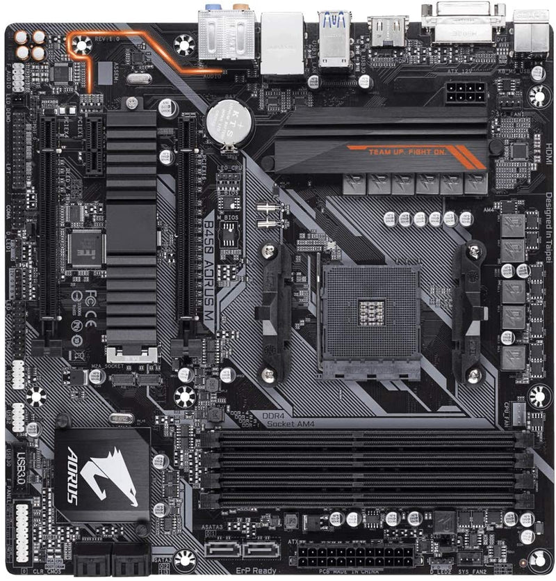 Placa-mãe Gigabyte Aorus B450 Aorus M, AMD AM4, mATX, DDR4 - Gaamerr maniia 