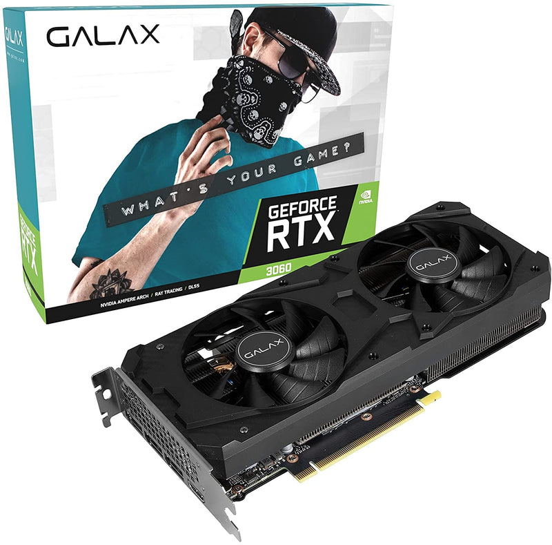 Placa de Vídeo GALAX - GeForce RTX 3060, 1-Click OC, LHR, 12GB GDDR6, DLSS, Ray Tracing - Gaamerr maniia 