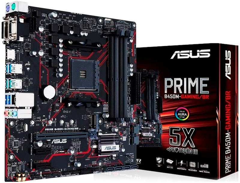 Placa-Mãe ASUS Prime - B450M Gaming/BR, AMD AM4, mATX, DDR4 - Gaamerr maniia 