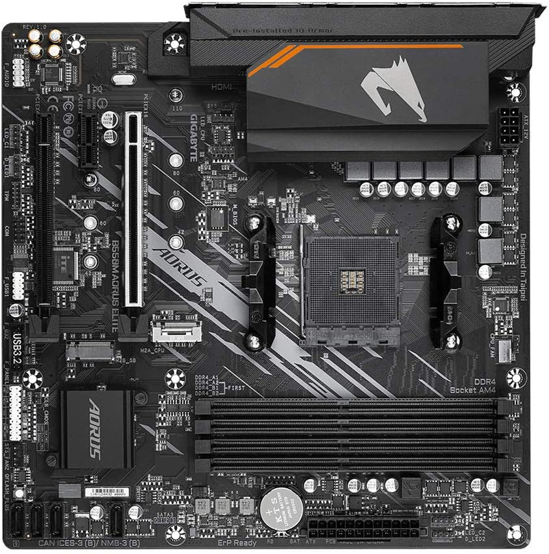Placa Mãe Gigabyte B550M AORUS ELITE (AM4/DDR4/HDMI/M.2(PCIe,NVMe,SATA3)/VRM Solution/USB3.2) - B550M AORUS ELITE - Gaamerr maniia 