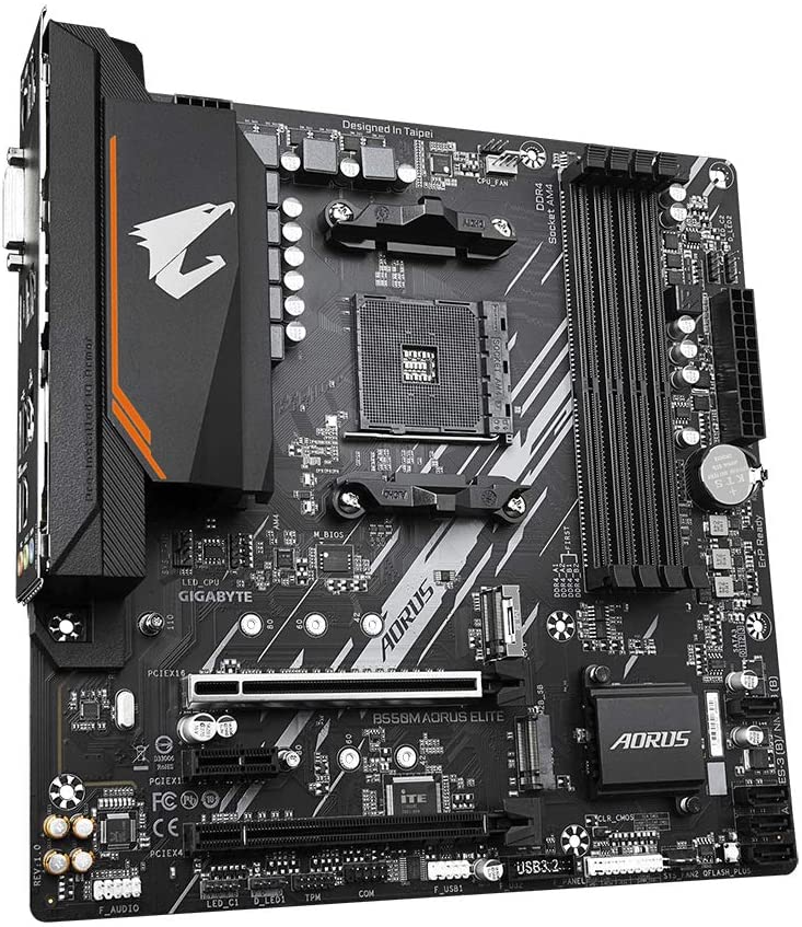 Placa Mãe Gigabyte B550M AORUS ELITE (AM4/DDR4/HDMI/M.2(PCIe,NVMe,SATA3)/VRM Solution/USB3.2) - B550M AORUS ELITE - Gaamerr maniia 