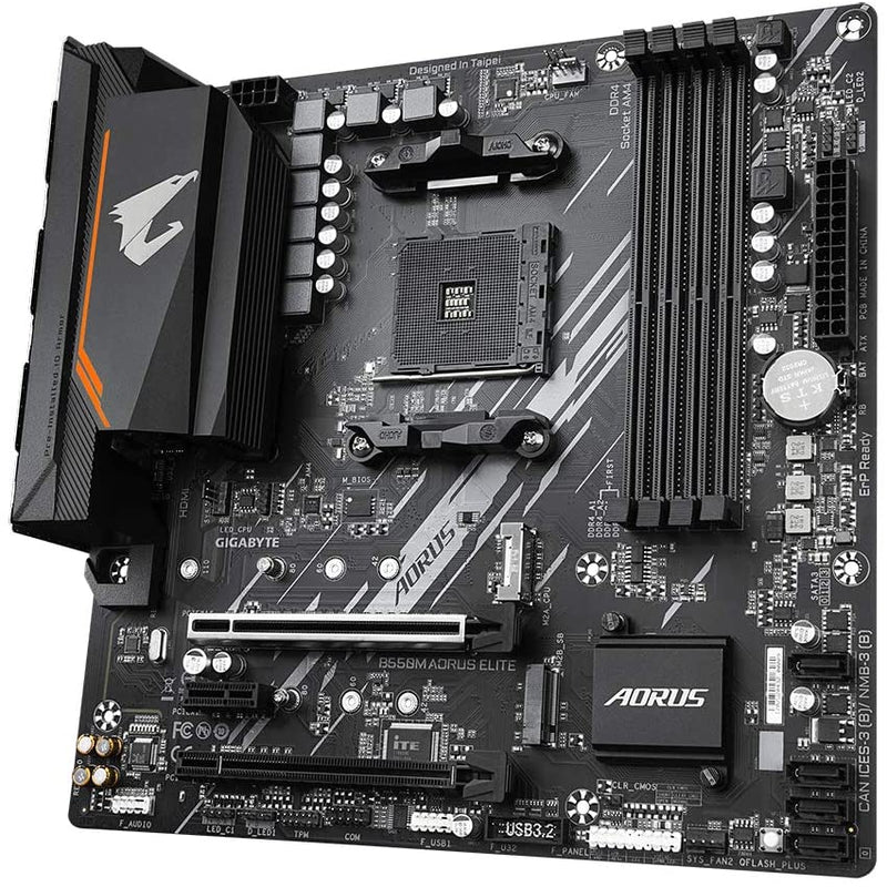 Placa Mãe Gigabyte B550M AORUS ELITE (AM4/DDR4/HDMI/M.2(PCIe,NVMe,SATA3)/VRM Solution/USB3.2) - B550M AORUS ELITE - Gaamerr maniia 