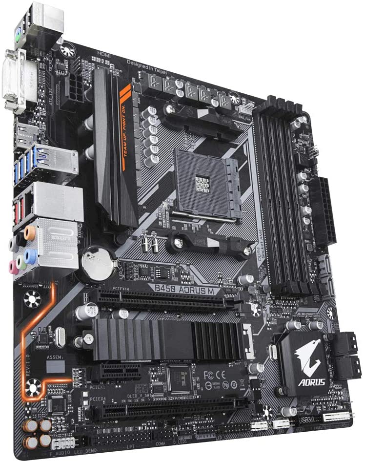 Placa-mãe Gigabyte Aorus B450 Aorus M, AMD AM4, mATX, DDR4 - Gaamerr maniia 