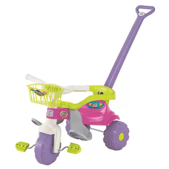 Triciclo velotrol meninas festa rosa com aro protetor - MAGIC TOYS