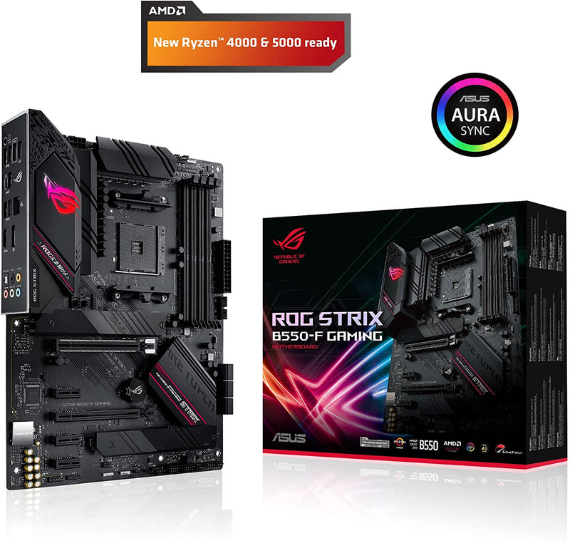 ASUS ROG Strix B550-F Gaming AMD AM4 Zen 3 Ryzen 5000 e 3ª geração Ryzen ATX placa-mãe para jogos (PCIe 4.0, 2,5 GB LAN, BIOS Flashback, HDMI 2.1, Cabeçalho Addressable Gen 2 RGB e Aura Sync) - Gaamerr maniia 