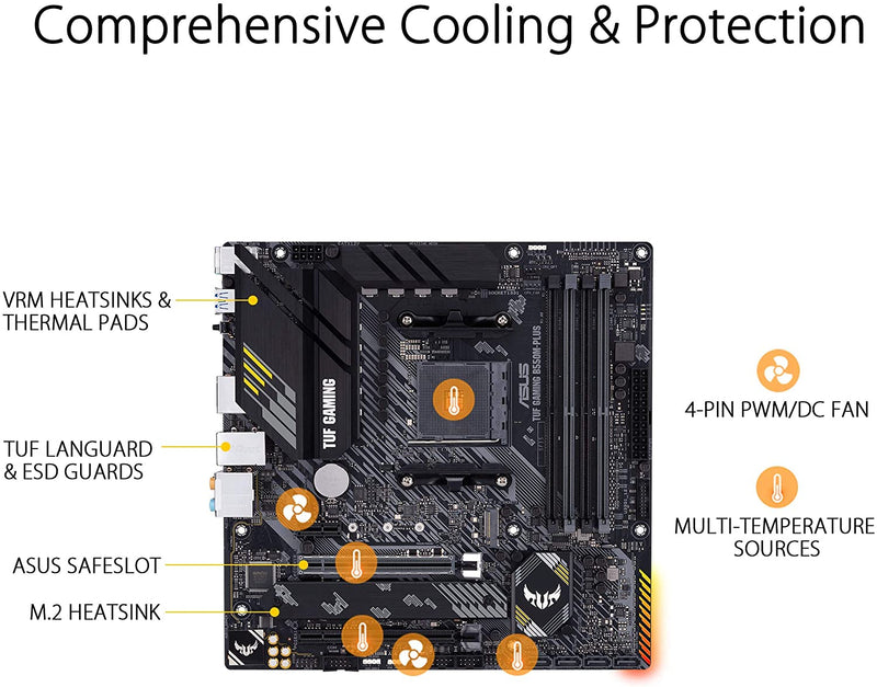 Placa Mãe Asus TUF GAMING B550M-PLUS AMD AM4 DDR4 mATX - Gaamerr maniia 