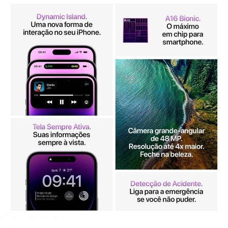 iPhone 14 Pro Max Apple (512GB) Prateado, Tela de 6,7", 5G e Câmera de 48MP