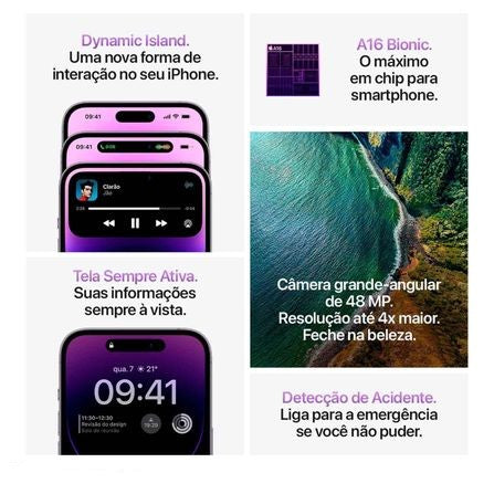 iPhone 14 Pro Max Apple (512GB) Roxo-profundo, Tela de 6,7", 5G e Câmera de 48MP