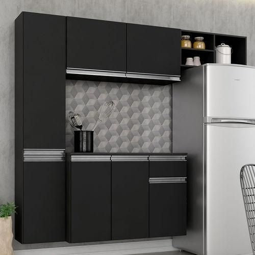 Armário De Cozinha 4 Peças Petra Preto - Móveis Arapongas - Gaamerr maniia 