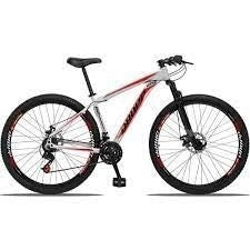 Bicicleta Aro 29 DROPP Aluminum 21 Marchas Freio a Disco Branco e Vermelho 21 - Gaamerr maniia 