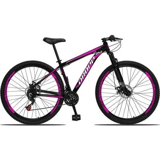Bicicleta Aro 29 DROPP Aluminum 21 Marchas Freio a Disco Preto e Rosa 21 - Gaamerr maniia 
