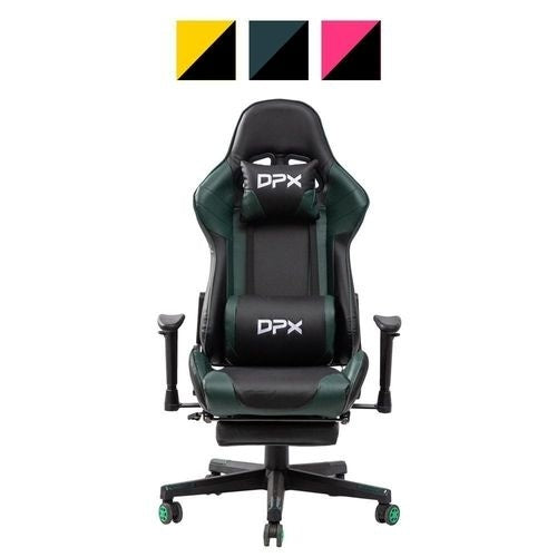 Cadeira Gamer Reclinável e Giratória com Apoio Retrátil para Pés e braço 2D Rosa e Preta GT17 – DPX - Gaamerr maniia 