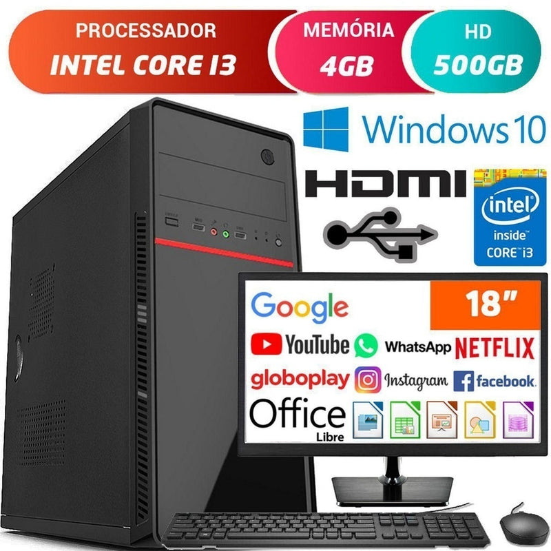 Computador Desktop Intel Core i5 3.40Ghz 4GB HD 500GB Wifi HDMI Full HD EasyPC SlimDesk - Gaamerr maniia 