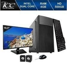 Computador ICC IV1841KM19 Intel Dual Core 4GB HD 500GB Kit Multimídia Monitor LED19,5 - Gaamerr maniia 