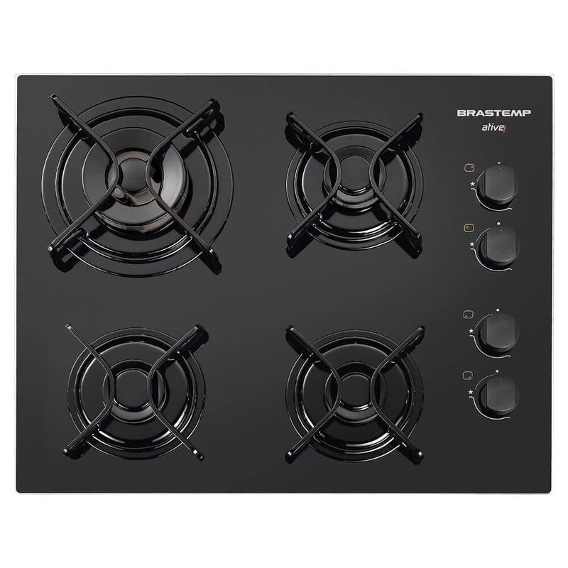 Cooktop à Gás 4 Bocas Brastemp Ative! BDD61 Preto Vidro - Bivolt - Gaamerr maniia 