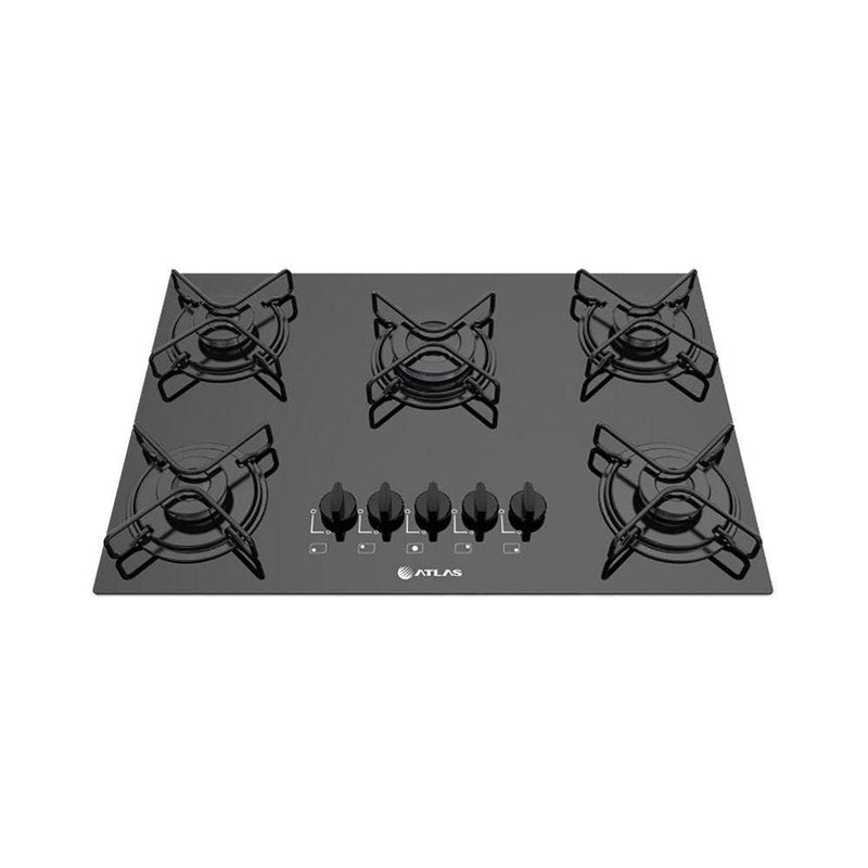 Cooktop A Gás 5 Bocas Atlas Agile Vidro Temperado Preto Bivolt - Gaamerr maniia 