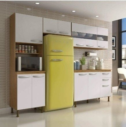 Cozinha Compacta 4 Peças Balcão Com Tampo 3 Portas De Vidro Lara Siena Móveis Sinai/Branco - Gaamerr maniia 