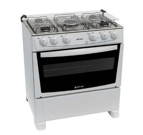 Fogão 5 Bocas Atlas Mônaco Branco Acendimento Automático - ofertasbacanassss