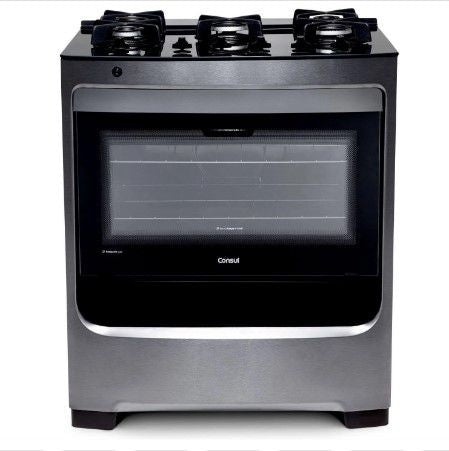 Fogão 5 Bocas Mesa De Vidro Inox Bivolt - Consul - ofertasbacanassss