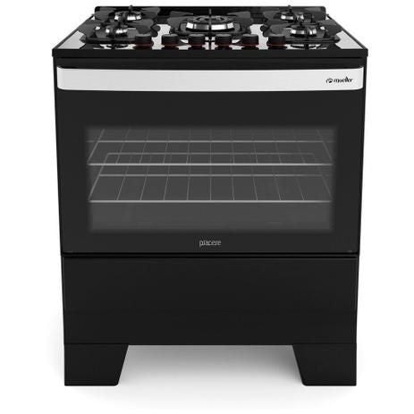 Fogão 5 bocas Piacere Vetro Preto Fosco - Mueller - ofertasbacanassss