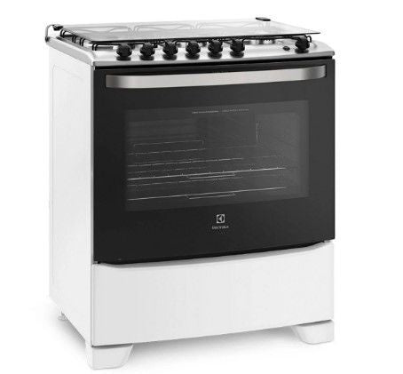 Fogão 6 Bocas Electrolux Branco Porta Full Glass 76UB6 Bivolt - ofertasbacanassss