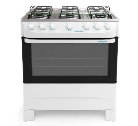 Fogão 6 Bocas Moderatto Acendimento Manual Branco - Mueller - ofertasbacanassss