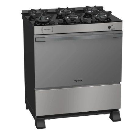 Fogao A Gás Picasso Vitreo 6 Bocas Gás Glp Cor Inox - Venax - Bivolt - ofertasbacanassss