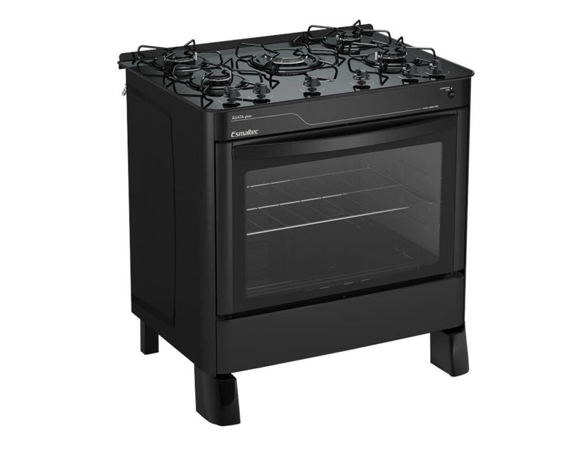 Fogão Ágata Glass 5 Bocas, Preto, Acendimento automático - Esmaltec - ofertasbacanassss