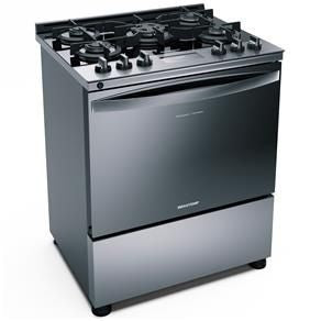 Fogão Brastemp 5 Bocas BFS5N - Inox - Com Botões Removíveis e Exclusivo Aro Protetor - ofertasbacanassss