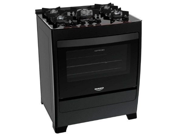 Fogão Dako Supreme Glass Preto 5 Bocas Mesa De Vidro - ofertasbacanassss