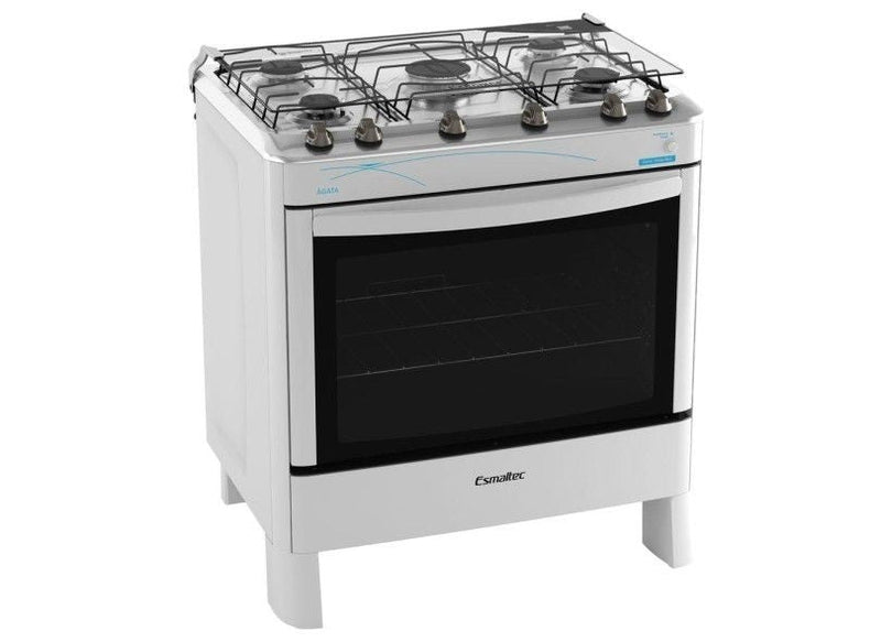 Fogão De Piso Esmaltec 5 Bocas Ágata Branco Bivolt - ofertasbacanassss