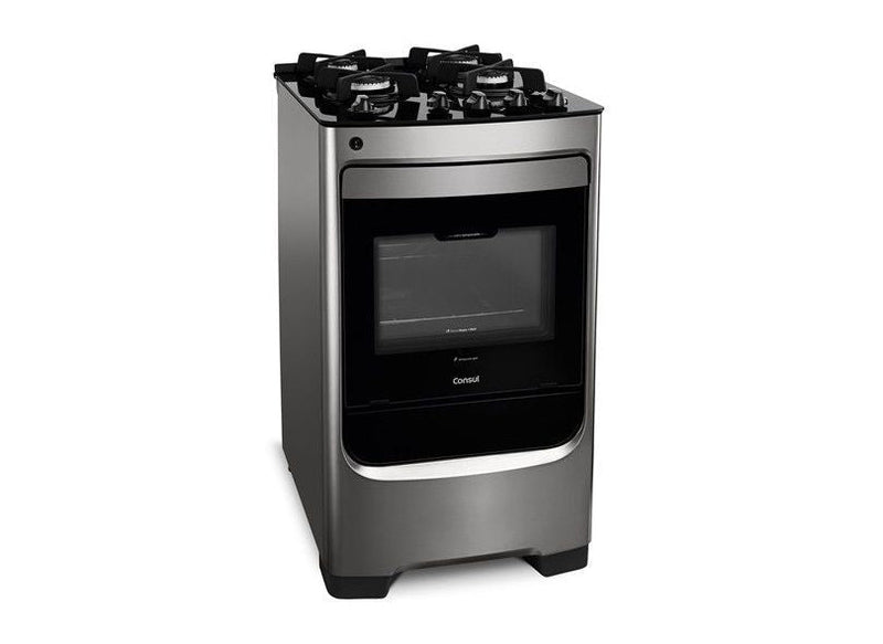 Fogão Piso Consul 4 Bocas CFO4V Mesa de Vidro Inox Bivolt - ofertasbacanassss