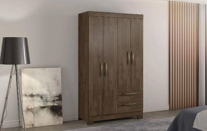 Guarda Roupa 4 Portas 2 Gavetas Notável - Café - ofertasbacanassss