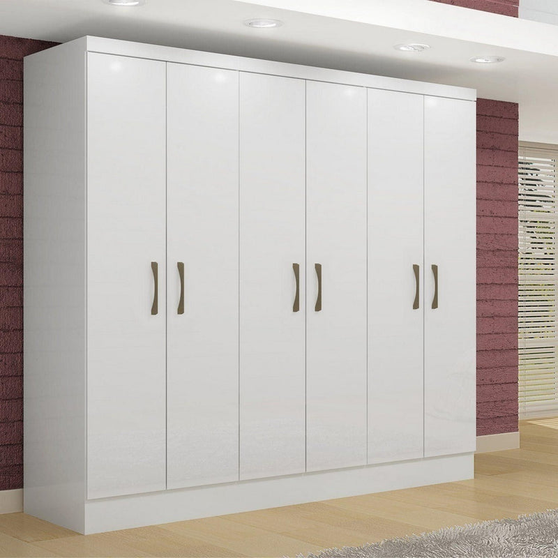 Guarda Roupa Casal 6 Portas 2 Gavetas Paris Espresso Móveis Branco - ofertasbacanassss